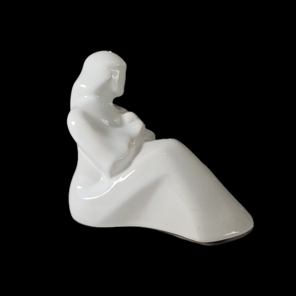 VTG Haeger Mother And Child  Figurine Statue Stoneware White MCM Art Deco - Picture 2 of 9